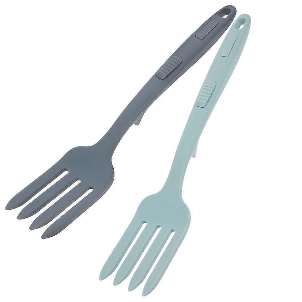 シリコンクッキングフォーク耐熱キッチン用品、食品のマッシング用、軽量、人間工学に基づいたグリップ、食器洗い機対応、2個、レイクブルー