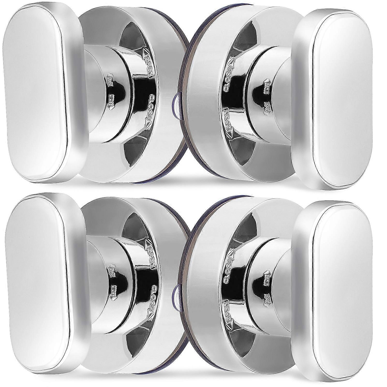 Bathroom Door Handles 4Pcs Silver Plastic No-Drill Easy Install Drawer Handle