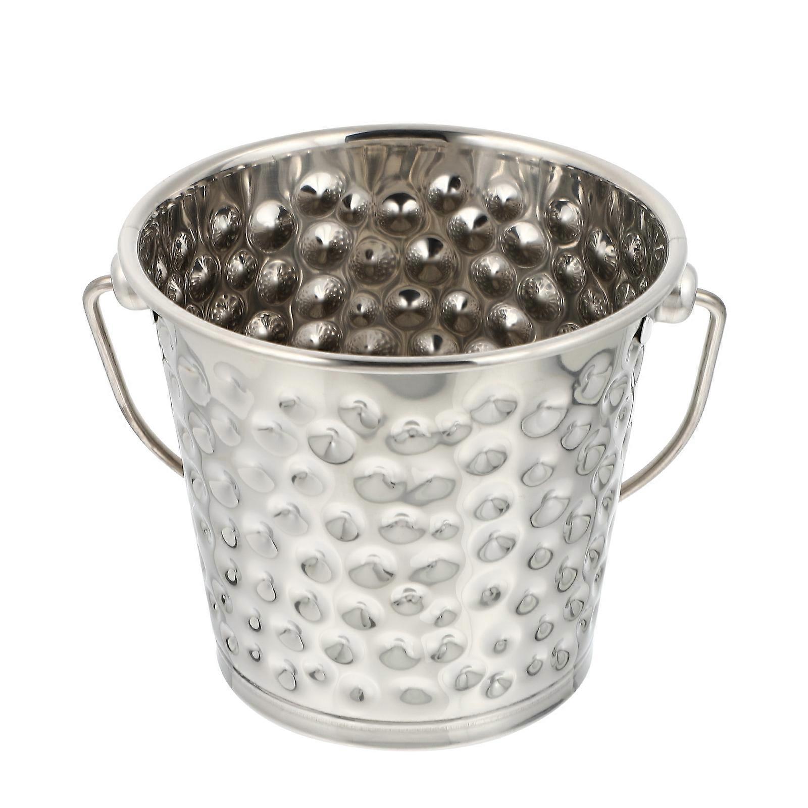 Stainless Steel Ice Bucket Hammer Point Wine Cooling Cocktail Mixing Silver 15.5X15.5X15cm 1Set