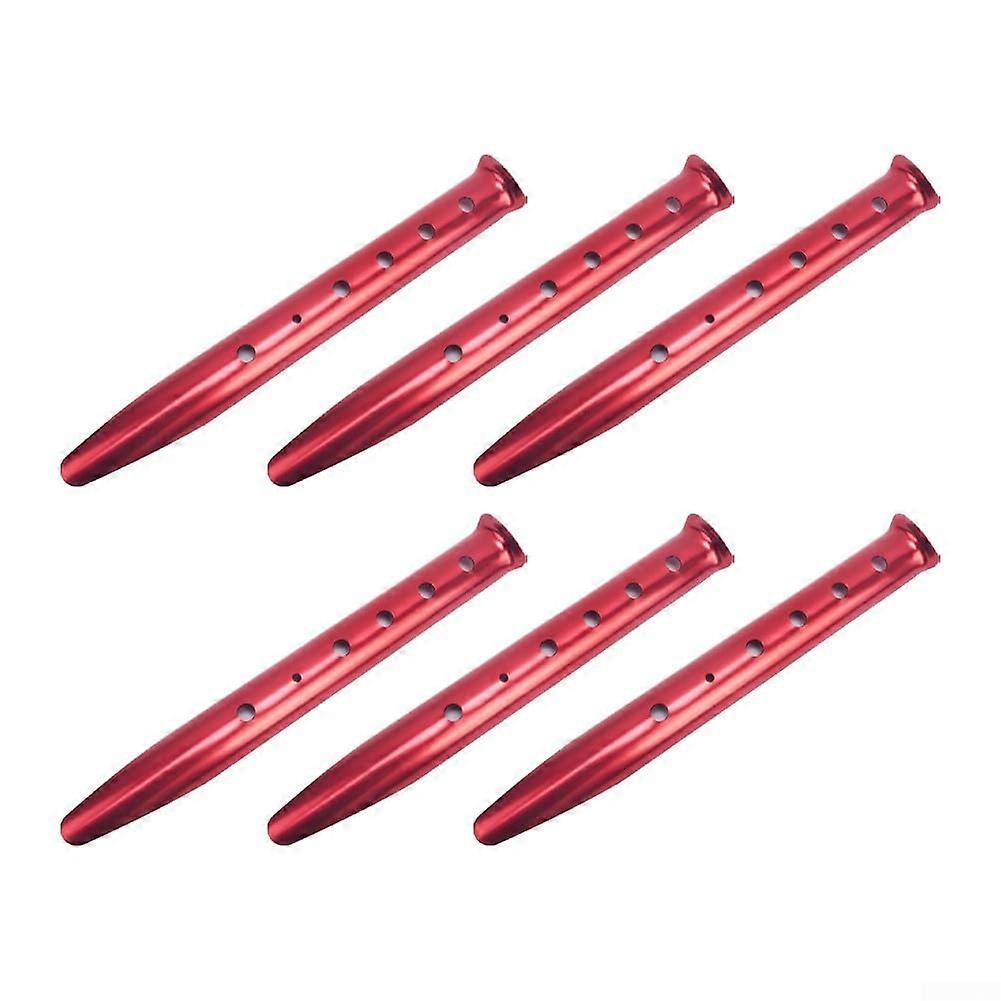 Efficient 6-Pack Sand Tent Stakes U-Shaped Design Reliable Aluminum Pegs for Camping Needs Red