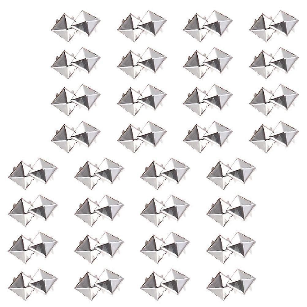 200pcs Square Metal Punk Studs Rivets Silver DIY Craft Spikes for Clothing Shoes Bags Decoration Nailhead Studs Set