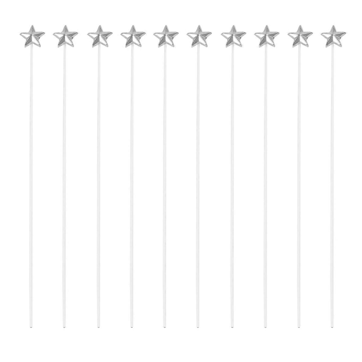 Five-Pointed Star Cake Decoration Insert Silver Cupcake Toppers Supplies 50Pcs
