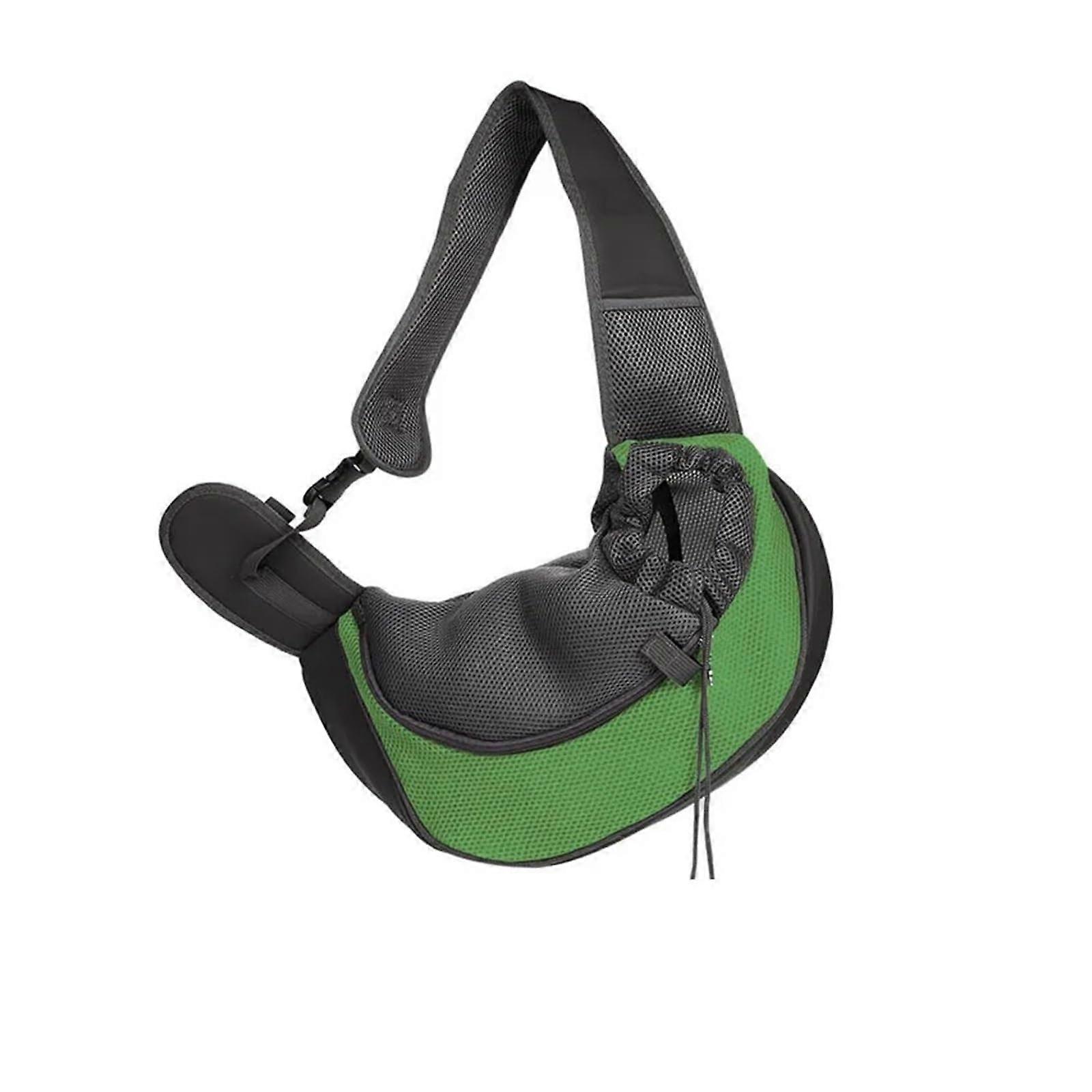 Dog carrier bag, pet carrier for puppies, size S/L, for outdoor travel, mesh and Oxford sling bag, single comfortable pet carrier (Green, S) S Green