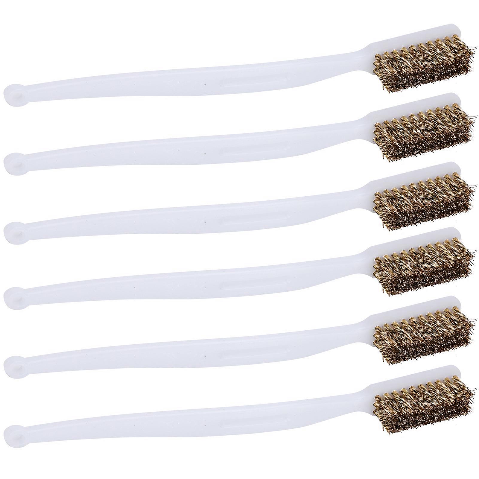 6pcs Printer Cleaning Steel Wire Brush Plastic Handle Rust Removal Wire Brush Accessory