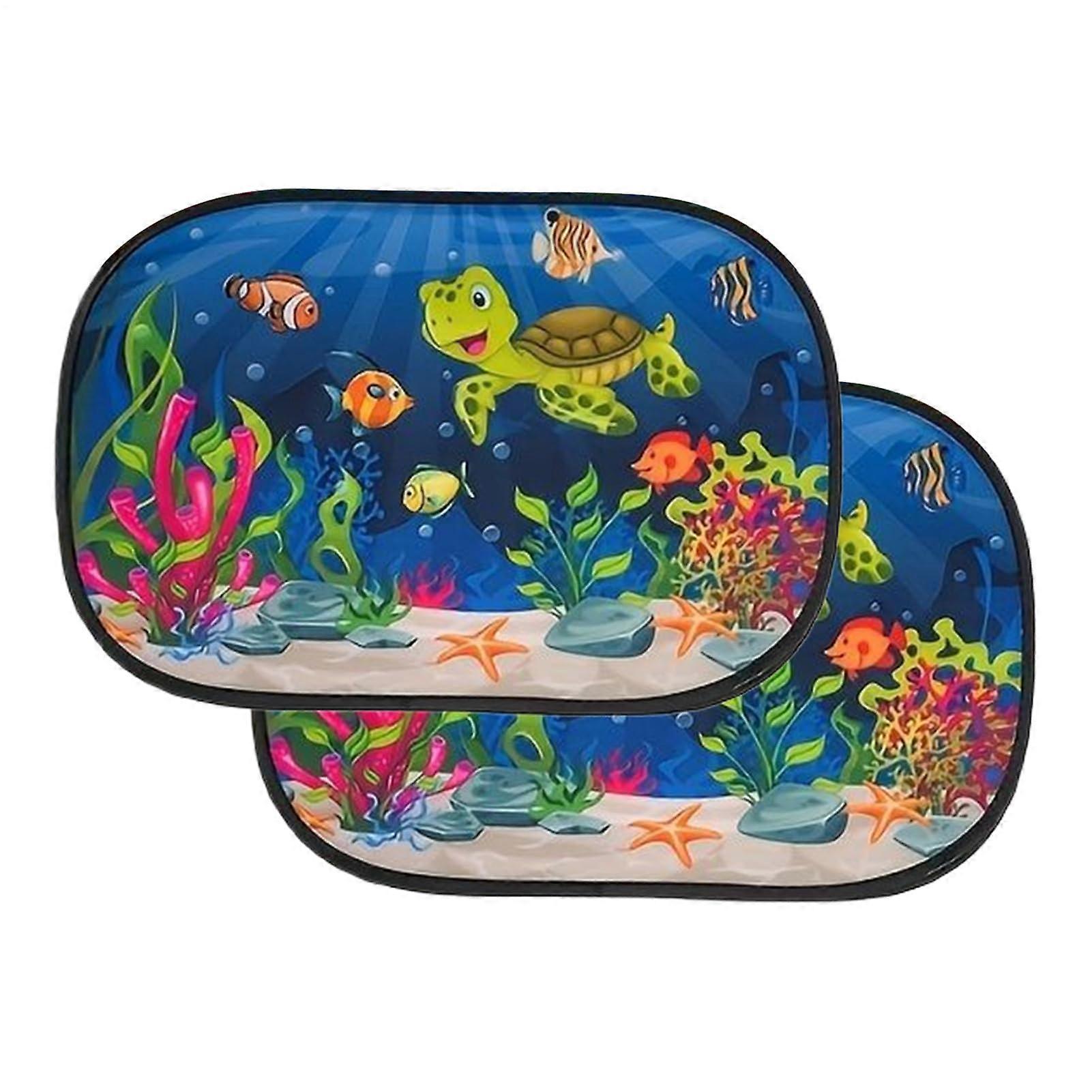 Autosonnenschutz fuer Seitenscheiben Sunflower Motif Sun Shade With Static Cling Reusable Mesh Shade 47x30 cm Turtle