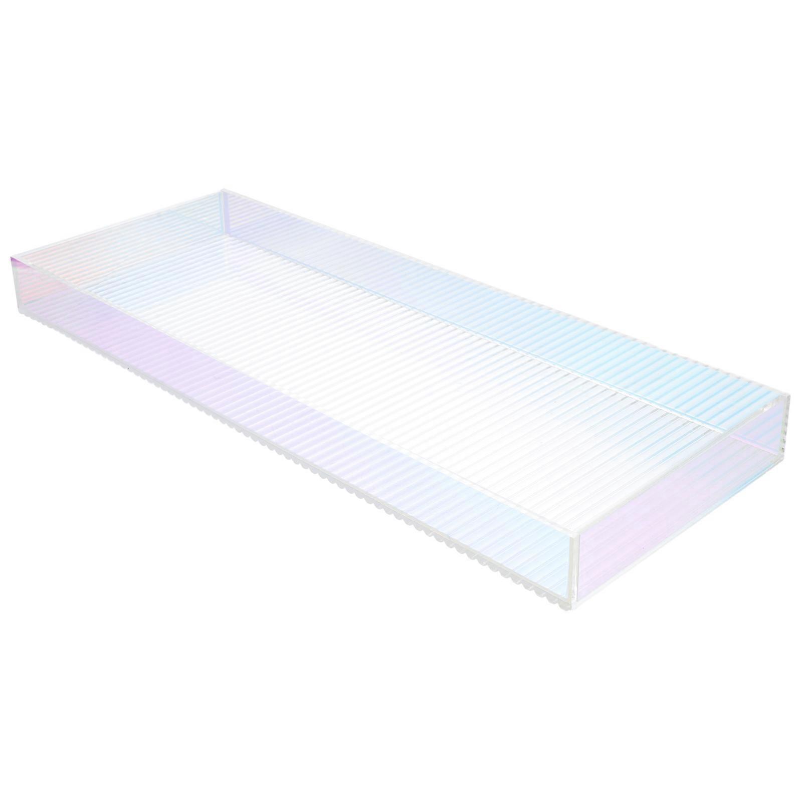 Transparent Acrylic Perfume Tray for Bathroom Vanity Storage with Stripe Pattern and .84 x 5.91 x 2.76 inches
