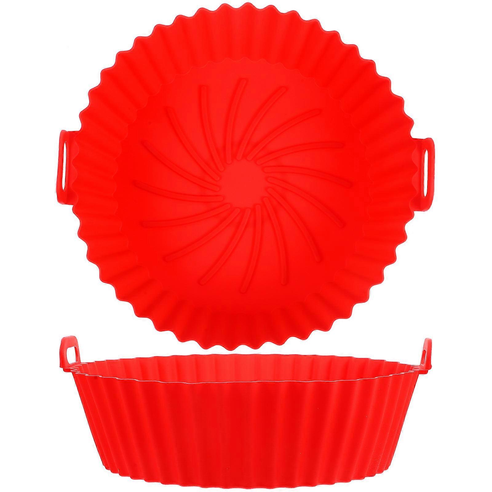 Air Fryer Silicone Liner Pot 20X6.4CM Red Prevent Food Sticking 2Pcs