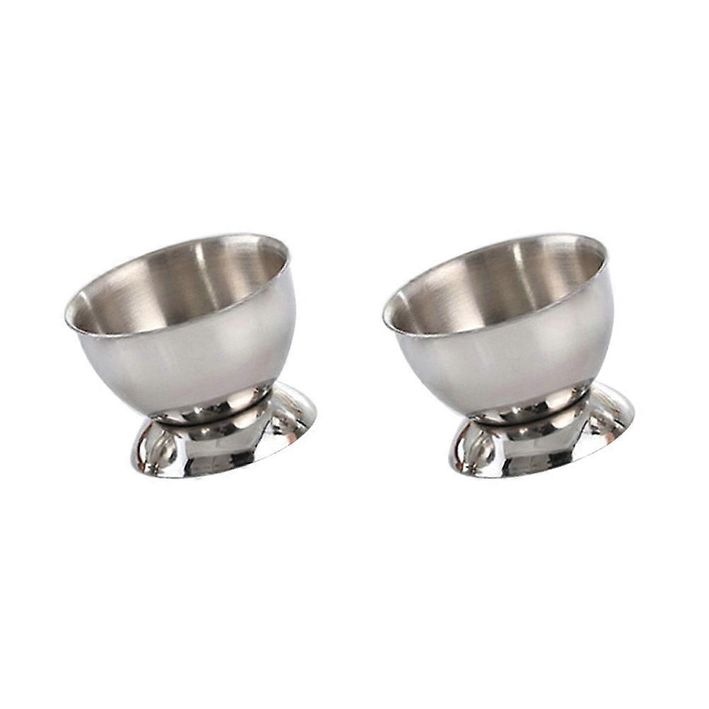 2pcs Stainless Steel Steamed Egg Stand Multifunctional Breakfast Serving Tool Round Egg Holder for Boiled Coddled Sunny Omelette