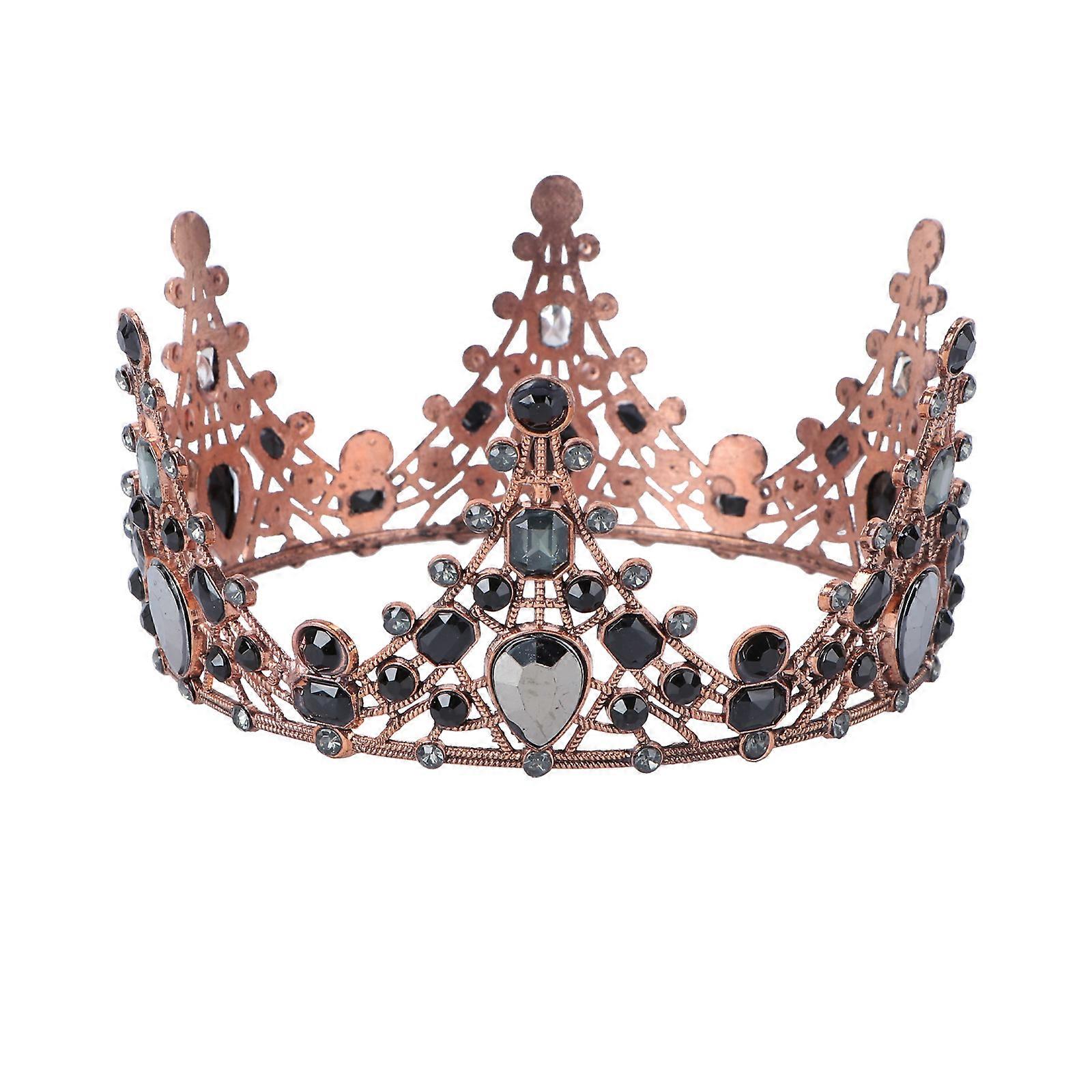 1PC Large Retro Baroque Crown with Rhinestones for Wedding Party Hair Accessory