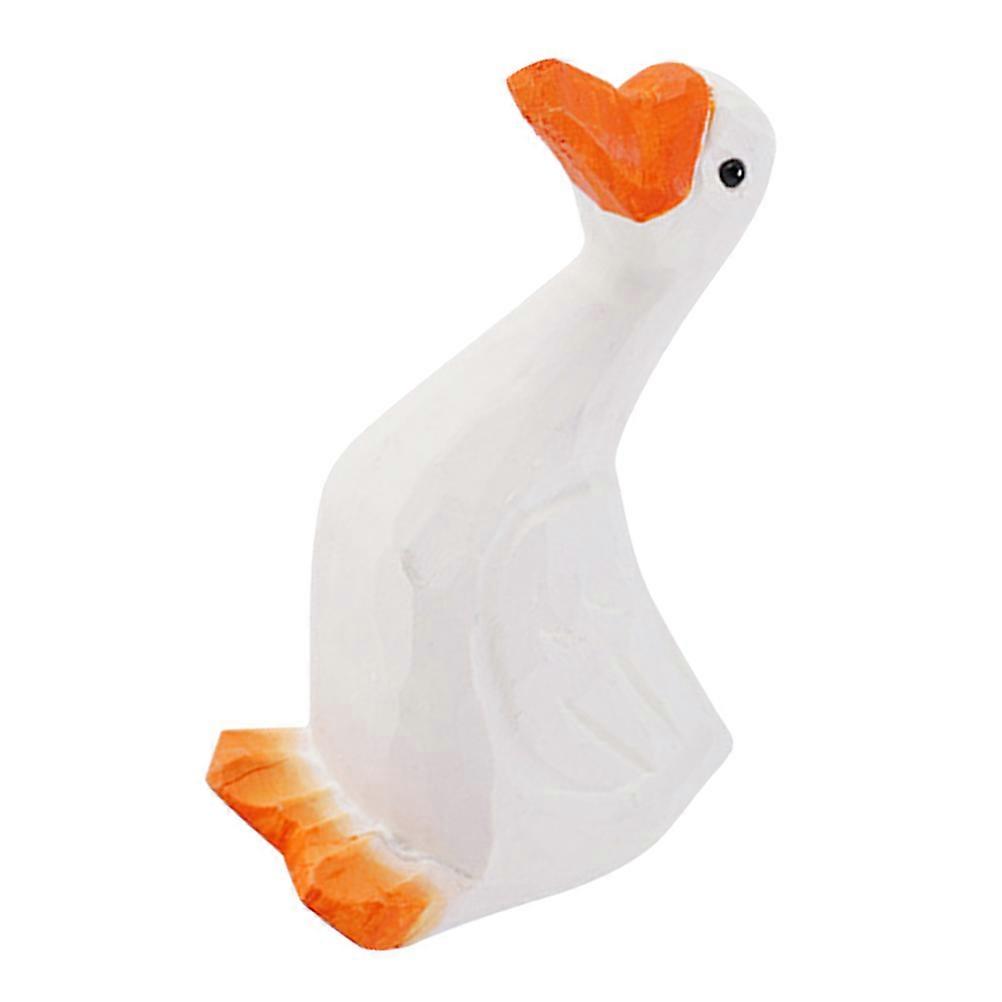 White Wooden Duck Ornament for Home Decor 1Pcs Cartoon Desktop Adornment