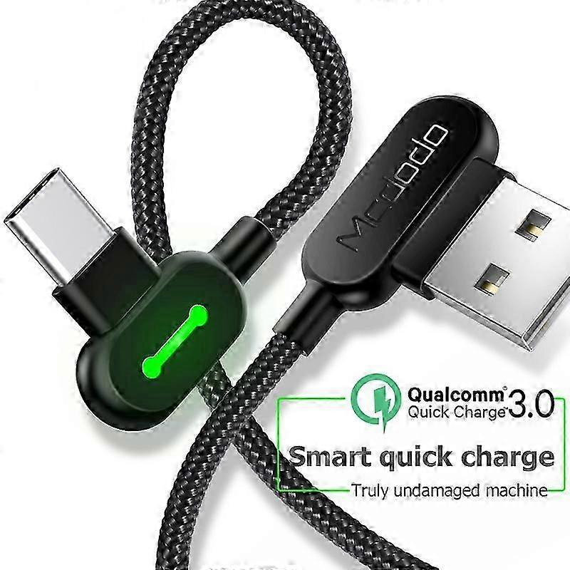 0.5m/1.2m/1.8m USB Cable L-Shape Right Angle Type C Cord For Game Fast Charging