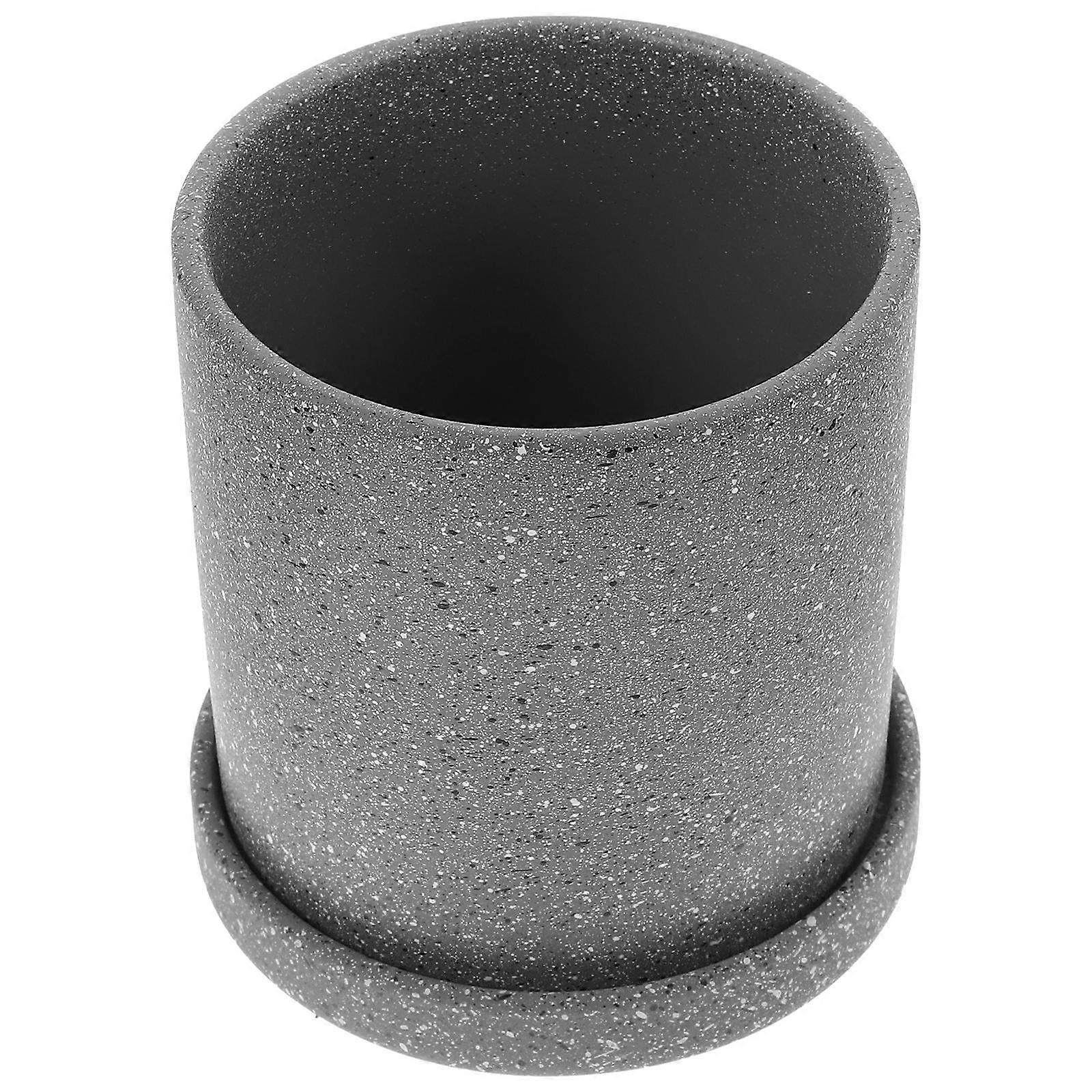 Ceramic Flower Pot for Succulent Plant Container Grey with Tray