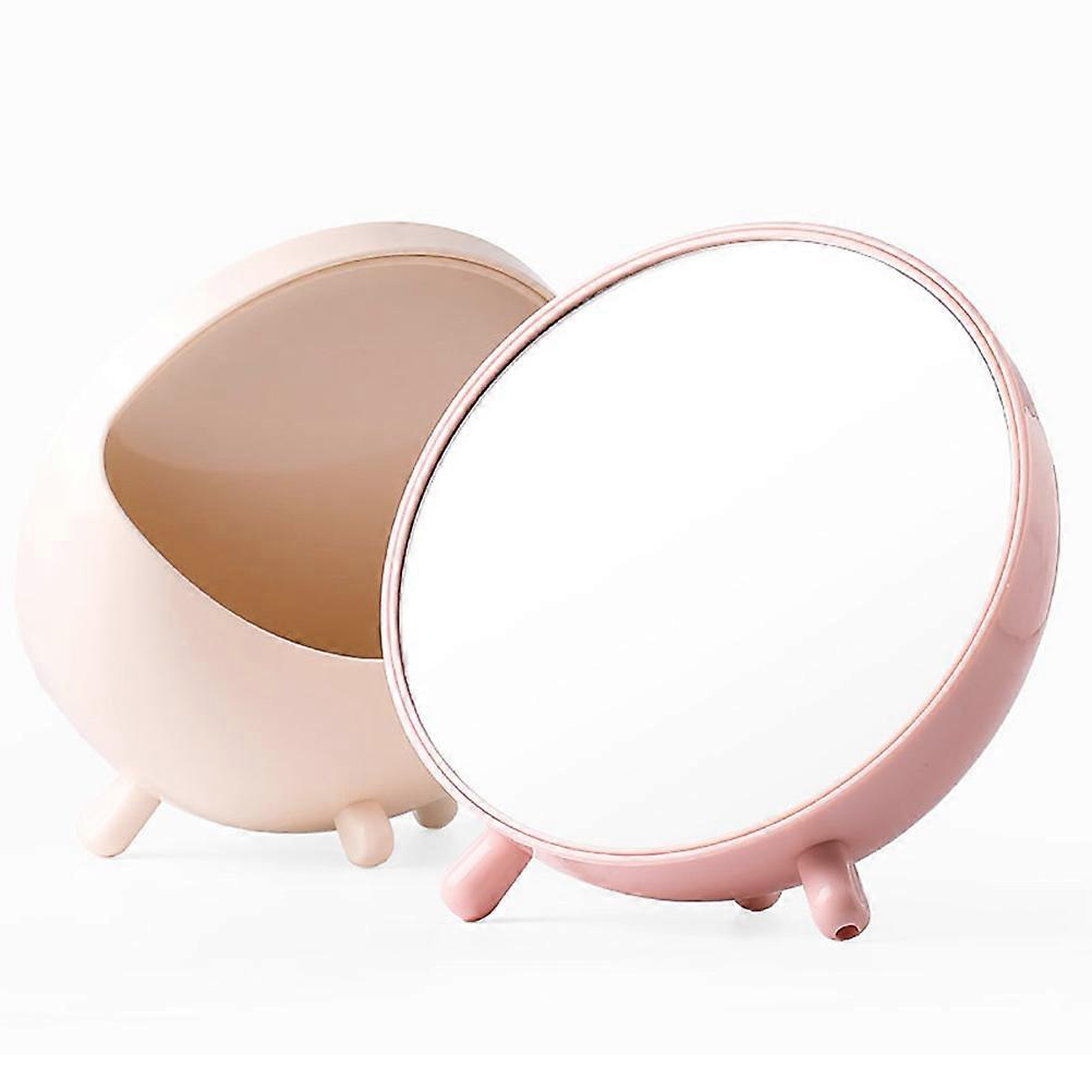Nordic Desktop Mirror Small Mirror with Storage Function for Girlfriends Beige 1Pack