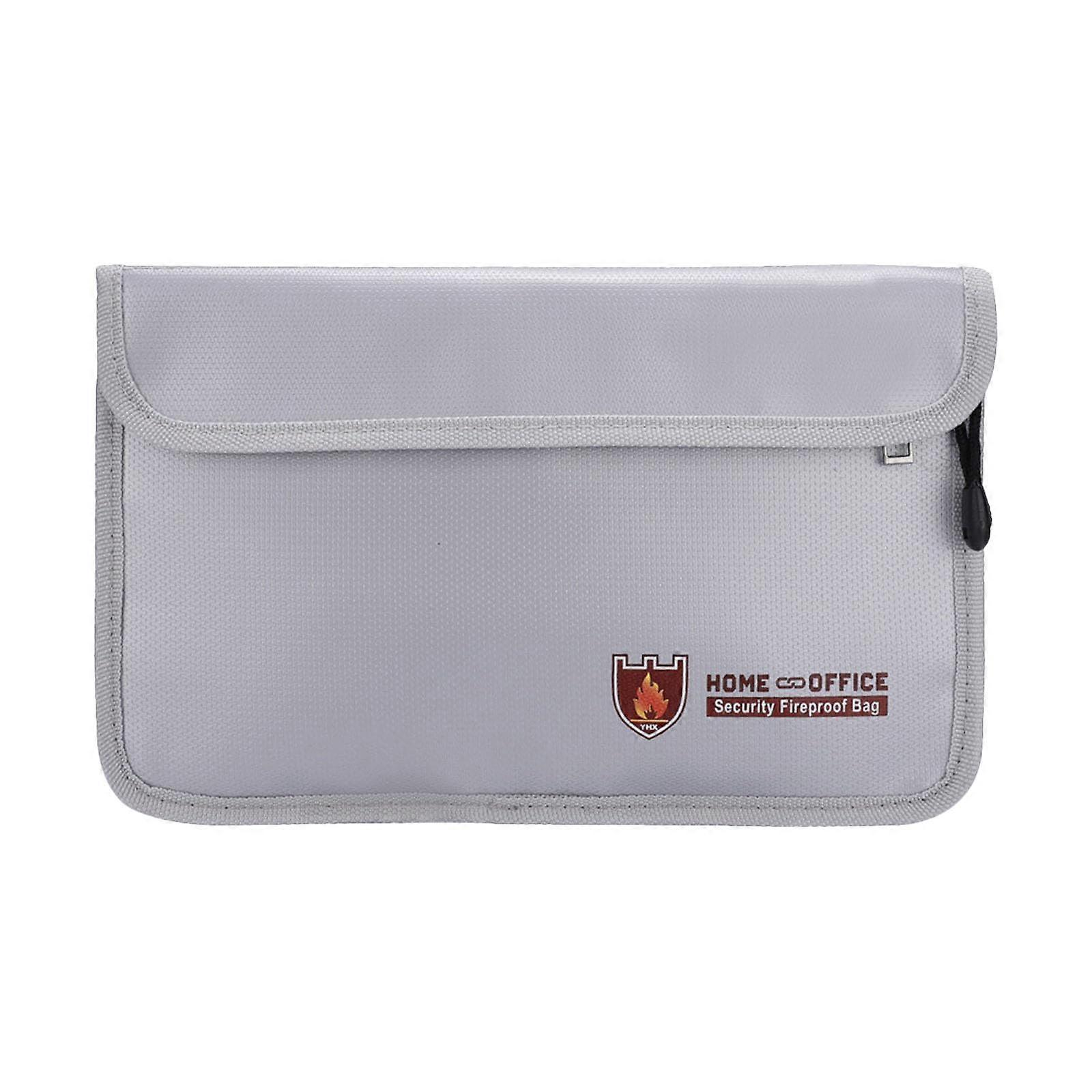 Horizontal file folder, fireproof bag, document case with two zippers, waterresistant document bag for secure storage.