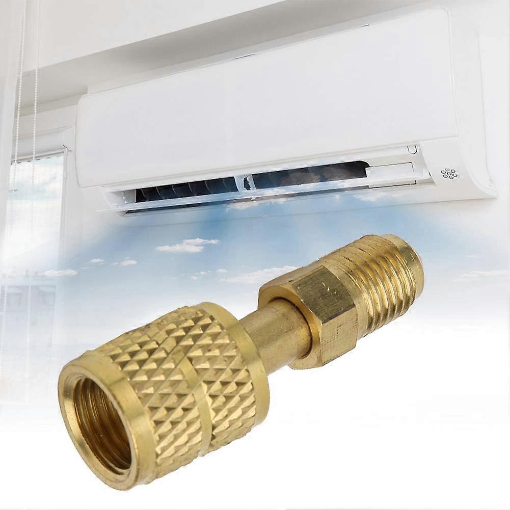 Brass Adapter For R410A Mini-Split HVAC, Imported, 1/4 Inch Plug To 5/16 Inch Socket, Low-Loss Anti-Reverse Connection