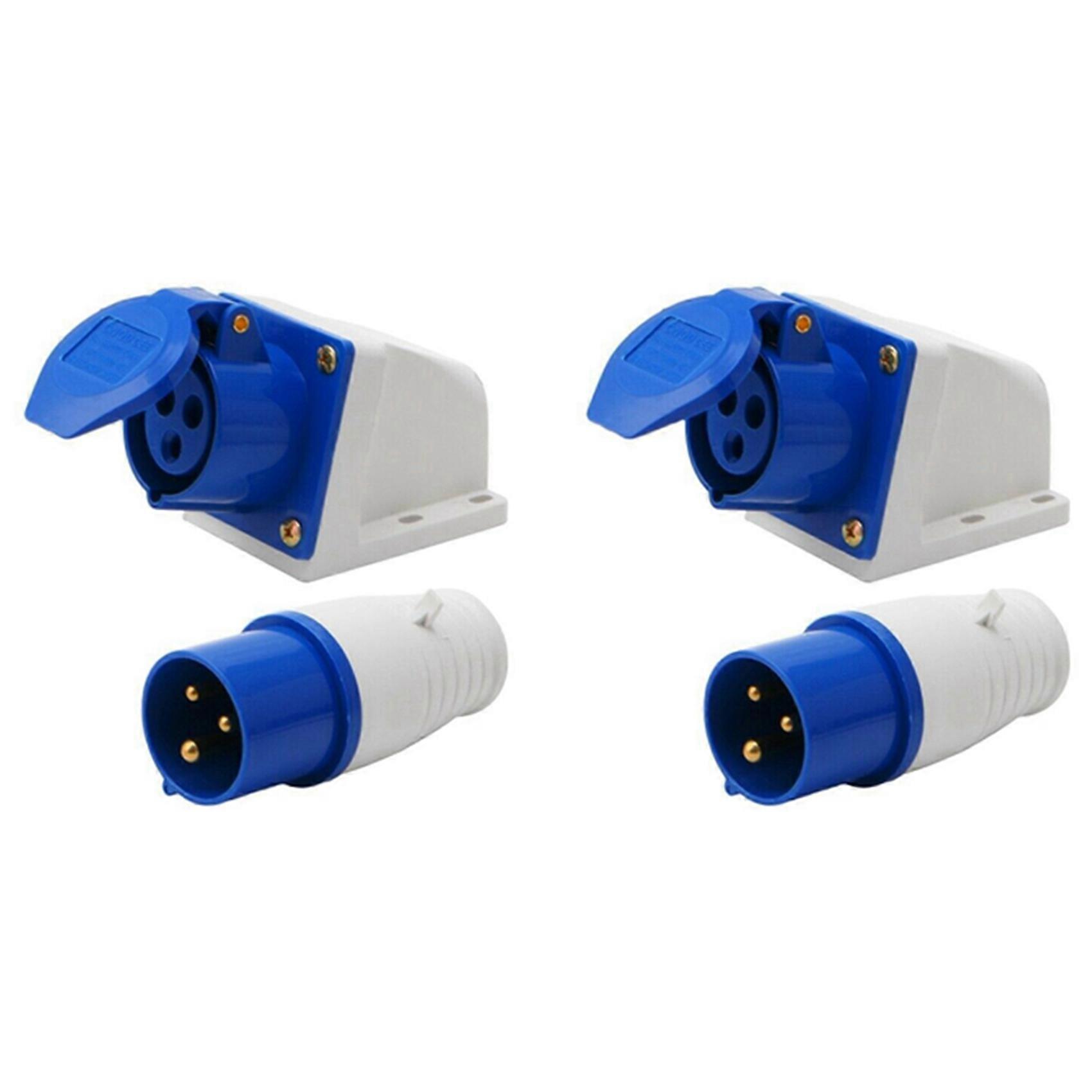 2X 16 Amp 3 Pin Embedded Connection Waterproof Plug Socket