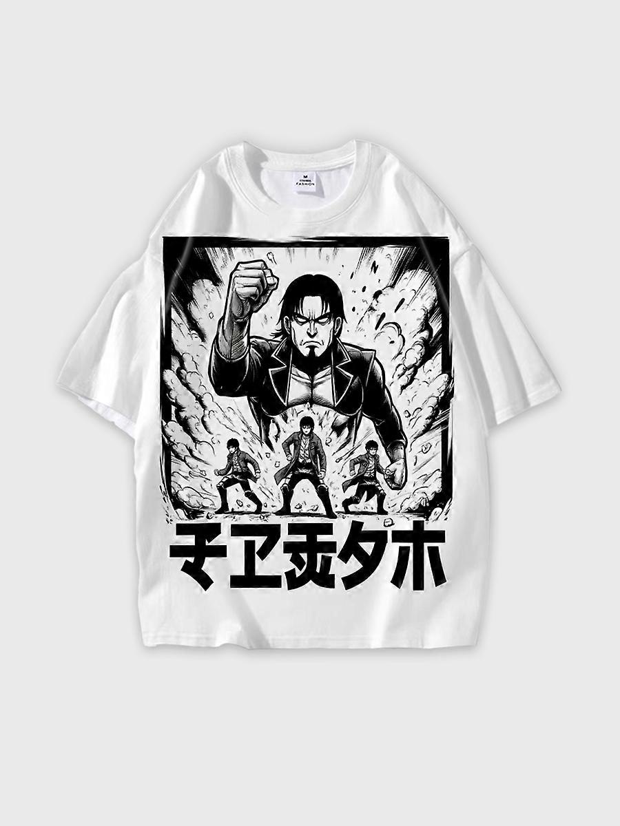 T-shirt round neck Character Pattern loose short sleeve P2589