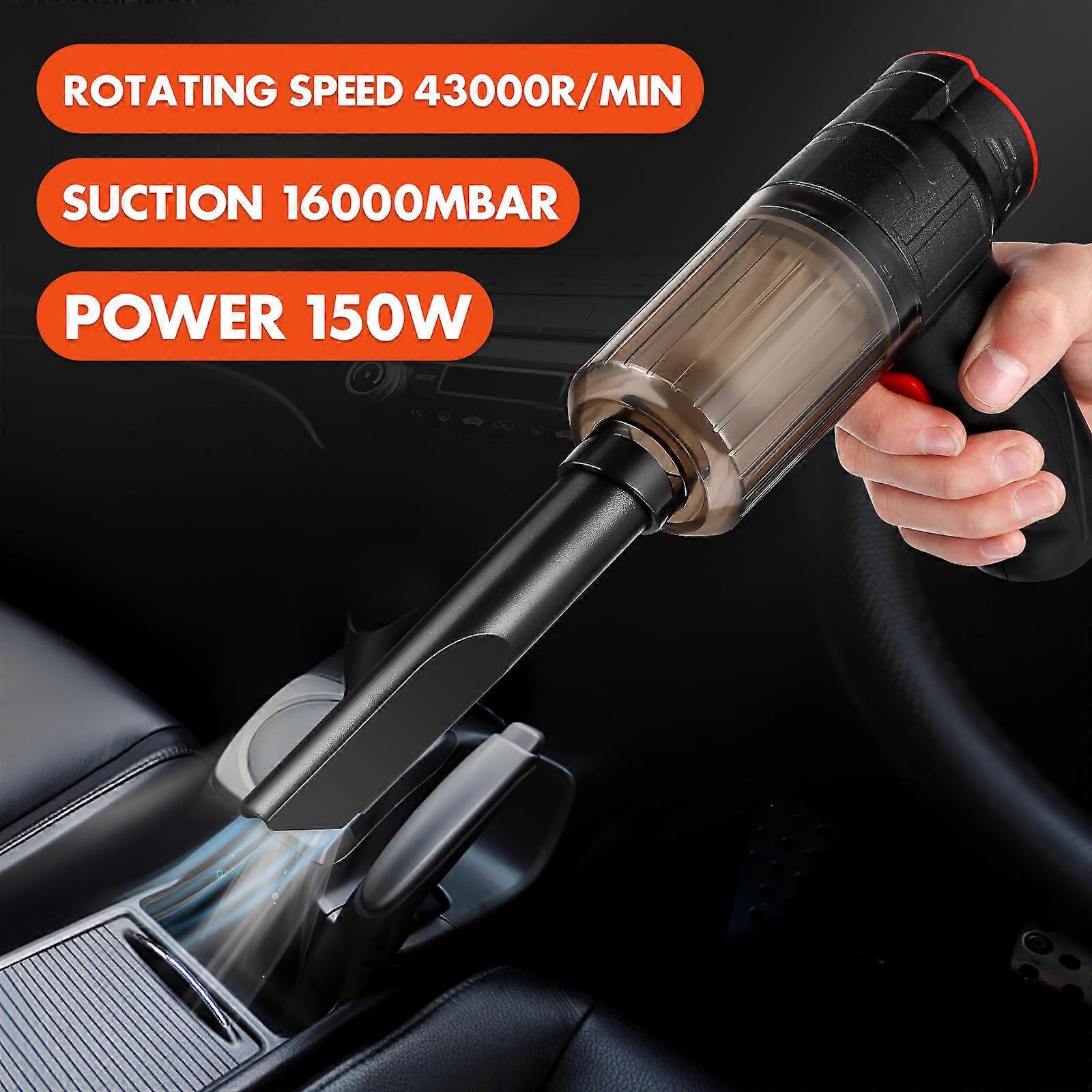 Cordless Car Vacuum Cleaner Black Multifunctional Portable for Cleaning Use with High Power Motor 500ml