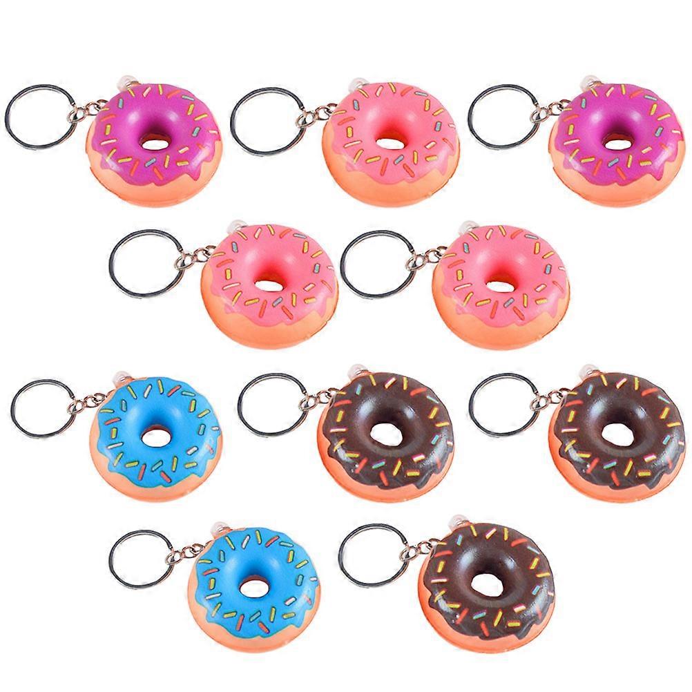 Adorable Donut Shaped Keychain Pendant Made of PU and Metal Durable Fade Resistant 12 Pieces