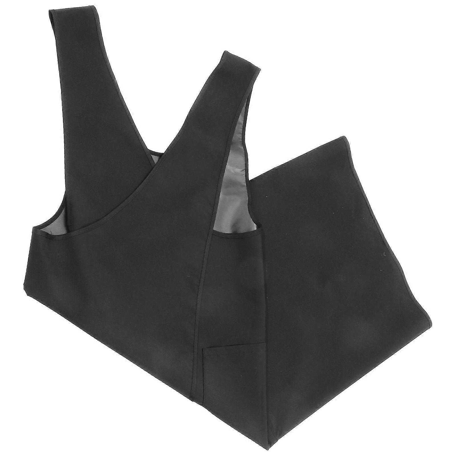 Black Polyester Barber Apron for Hair Stylists with Pocket and Design Fits Most People