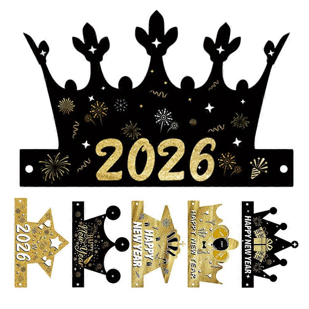 12pcs Lightweight Paper Crown Hats Party Photo Props All Ages Happy New Year Decorations Eve Countdown Masquerade Celebrations