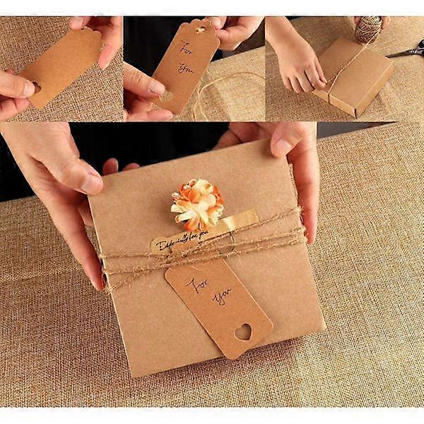 Valentine's Day gift tags, 100pcs, 4x9cm kraft paper labels with jute twine