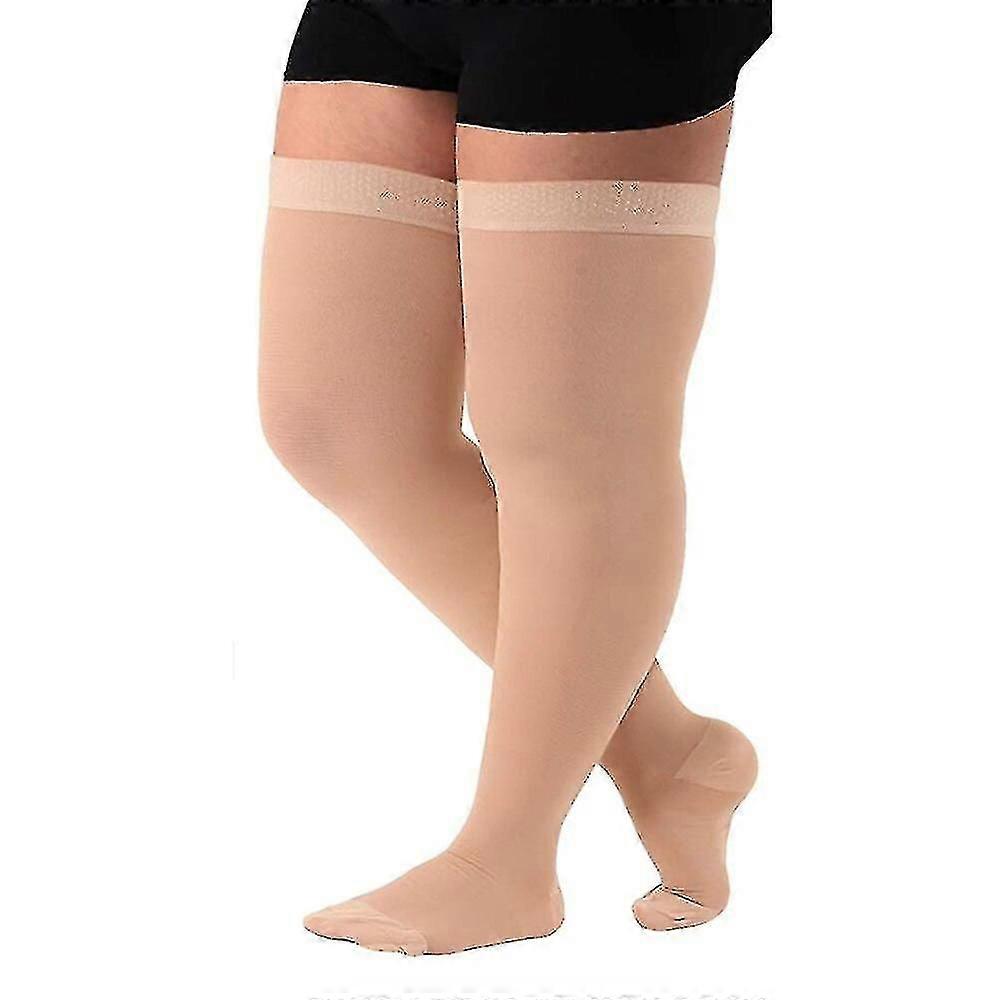 Calze a compressione medica extra large 34-46 mmHg per vene varicose da donna, punta chiusa, a pressione graduata, alte fino alla coscia, taglia 5XL_fi