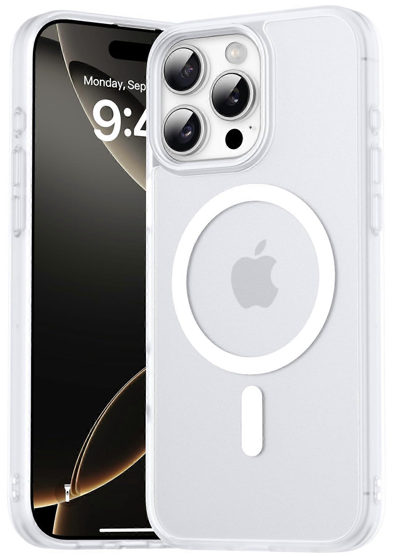 Magnetic Case For iPhone 16 Pro Max MagSafe Compatible Military Grade Shockproof Slim Translucent Matte Frost White