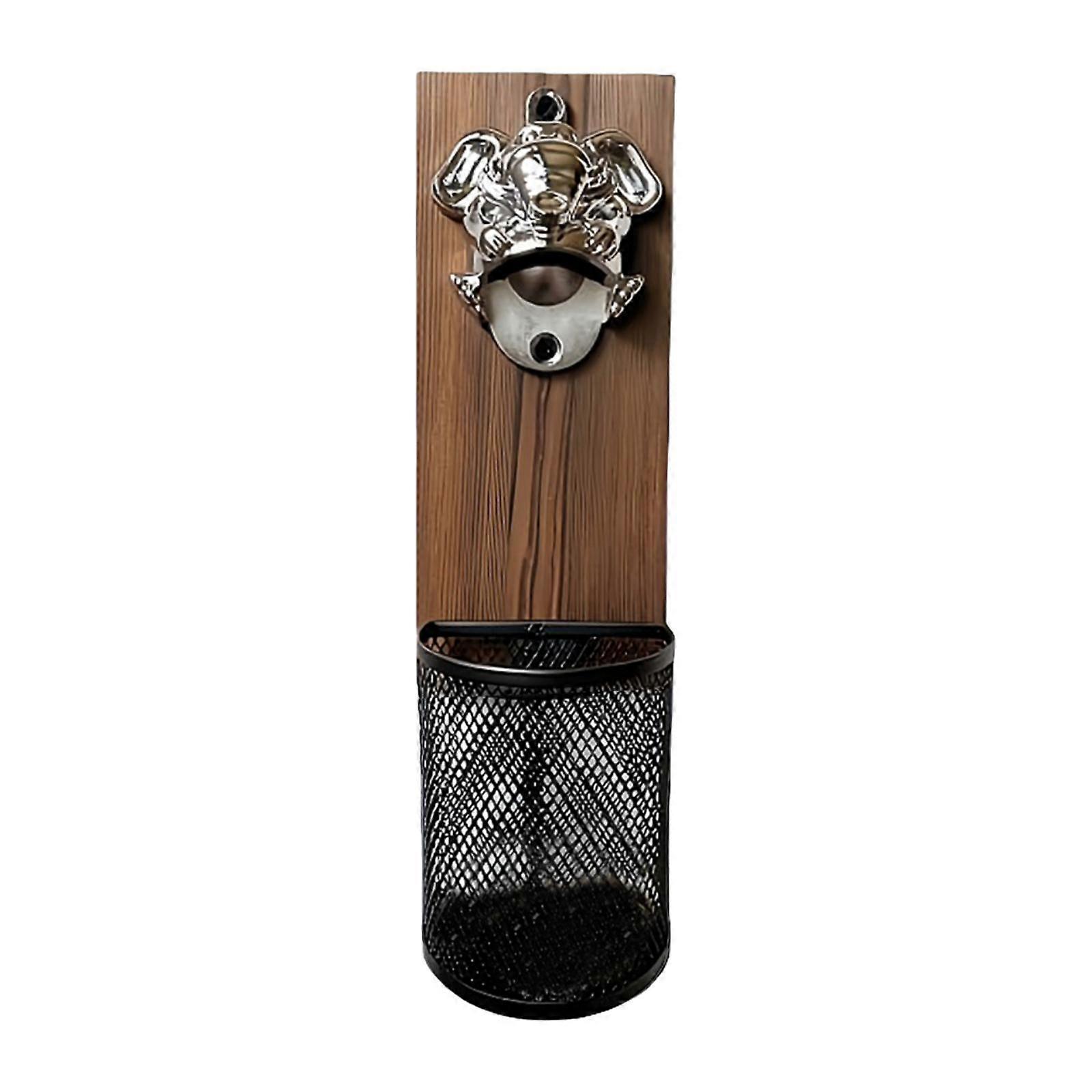 Wall Mounted Bottle Opener with Cap Collector Unique Kitchen Tool Home