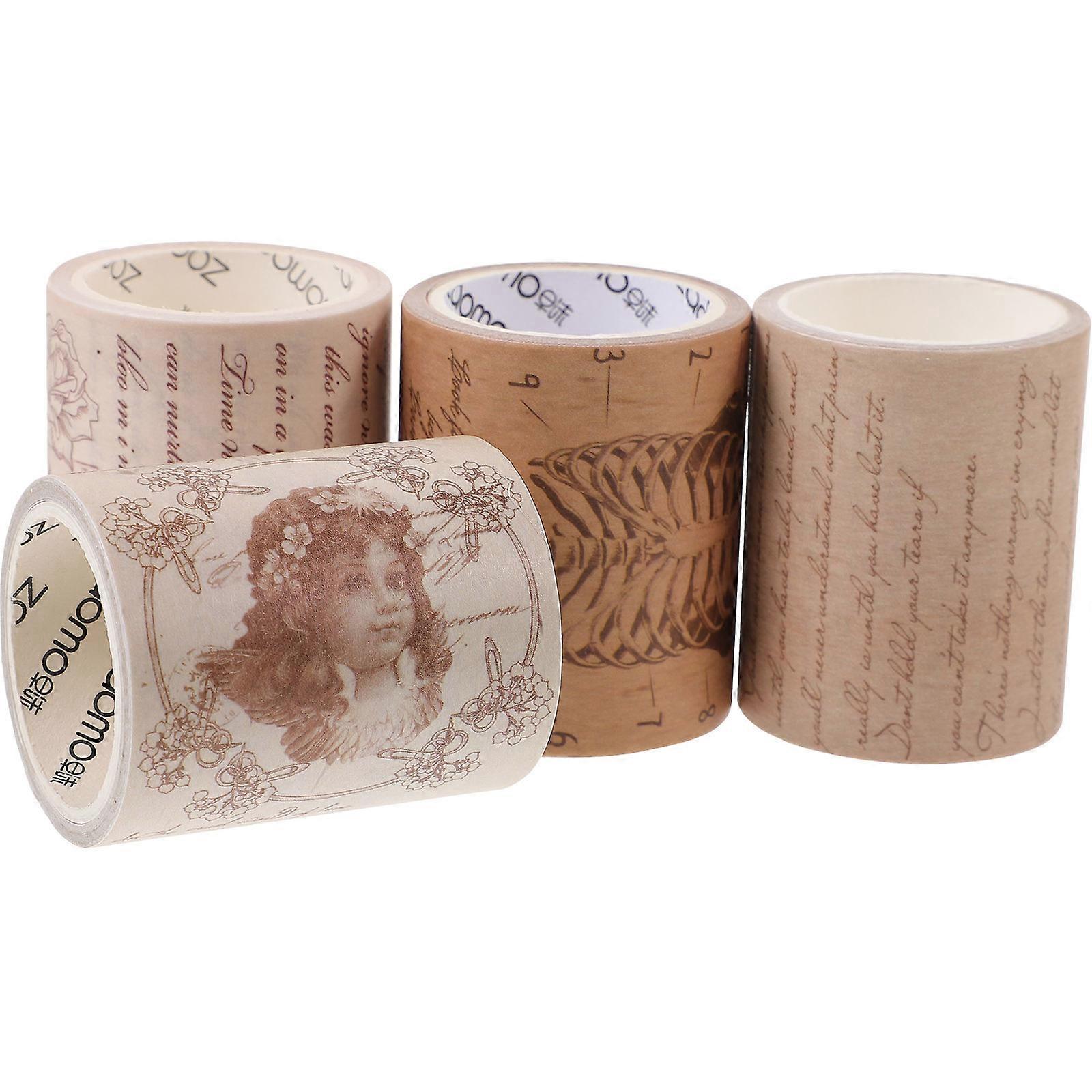 4 Rolls Vintage Japanese Washi Tape with Unique Patterns for DIY Crafts, Scrapbooking, and Journals – Easy to Tear and Reposition