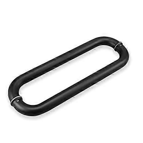 Doublesided pushpull shower door handle in stainless steel, black, 11 3/4 inches