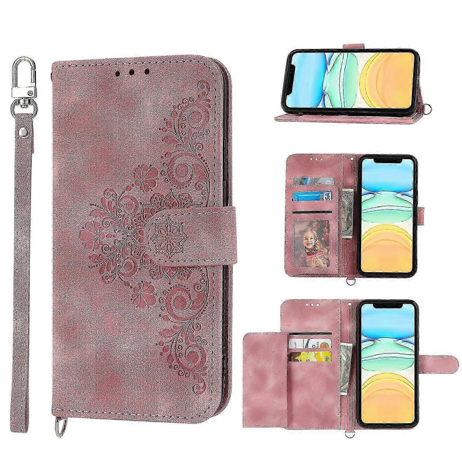 For iPhone 12 Mini Case, Leather Wallet Flip Case With Strap