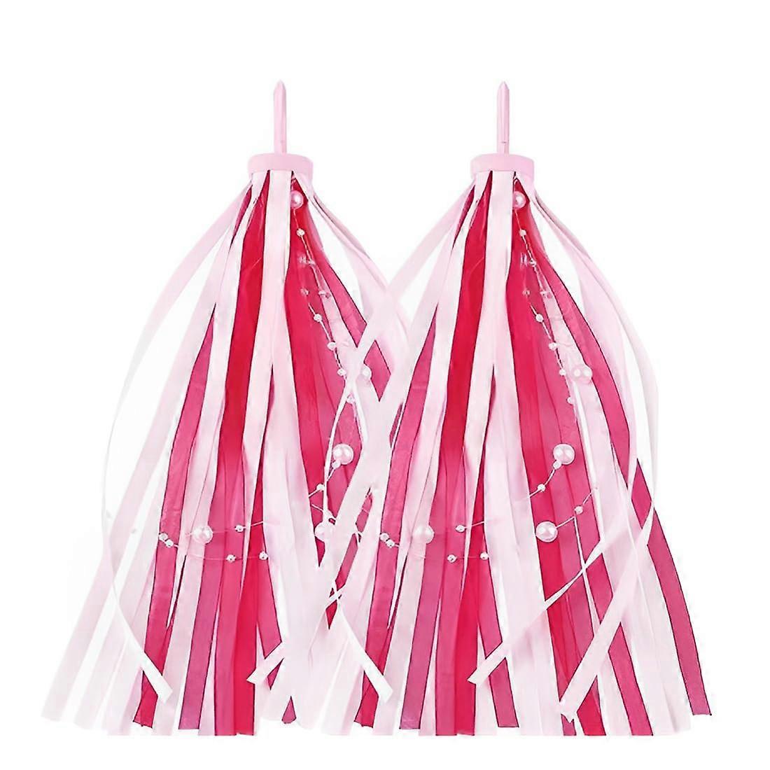 Kids Bicycle Streamer Pair, Rainbow Handlebar Streamers for Girls and Boys, Pink Color, Compatible with Bikes and Scooters