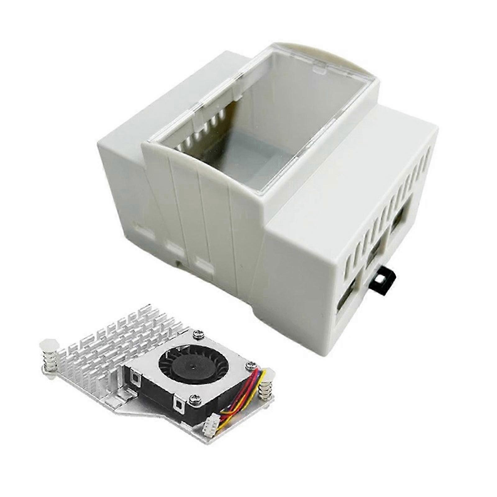 ABS Enclosure with Optional Alloy Heatsink Cooling Fan for RPI5 Board DIN Rail