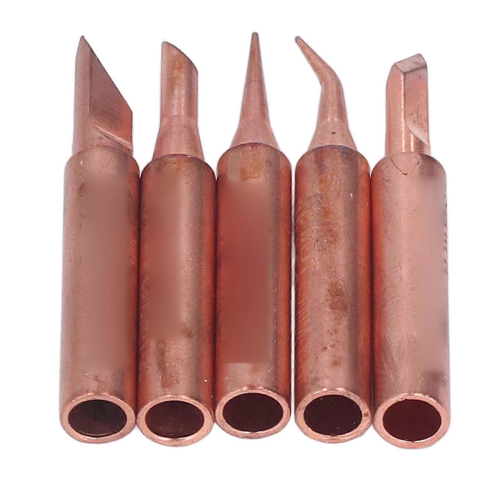 5Pcs Copper Soldering Iron Tip Set Welding Head Accessory Kit