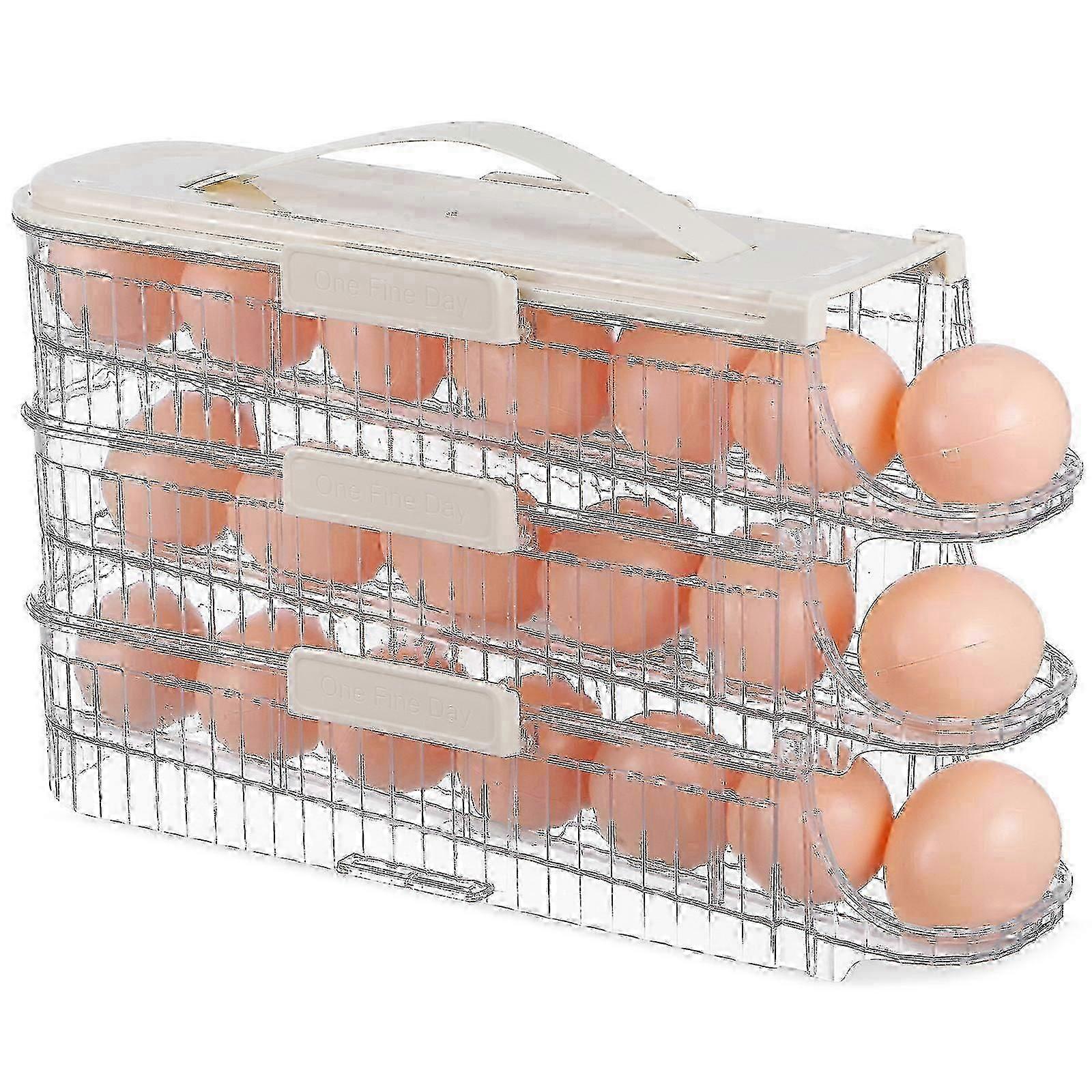 Triple Layer Egg Holder Fridge Organizer - 31.5x18.3x9.8cm Rolling Egg Container