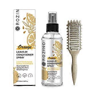 Condicionador LeaveIn Spray com Proteção Térmica para Cabelos Secos, Frisados, Laranja Spray Condicionador Leave In com Escudo UV & Desembaraçador Hidratante, Peso Leve