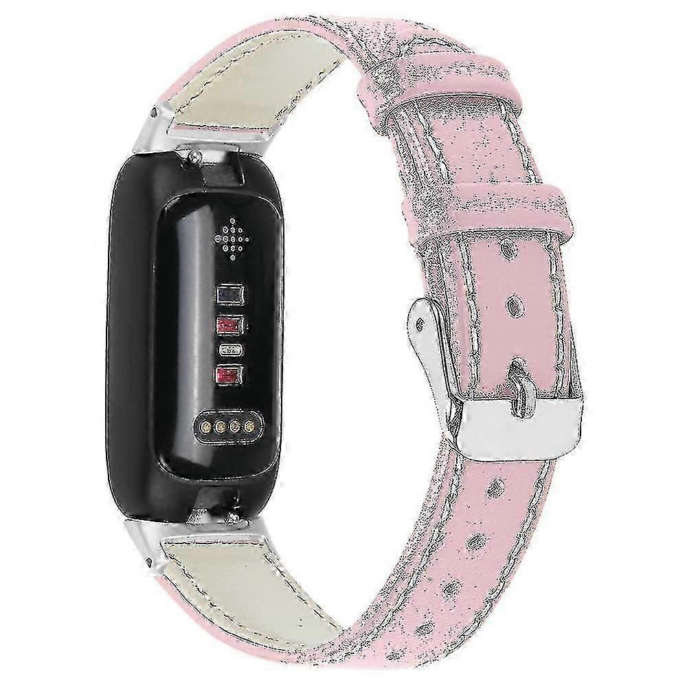 For Fitbit Inspire 3 Replacement Watch Strap Stitching Lines Top Layer Genuine Leather Wrist Band - Style A