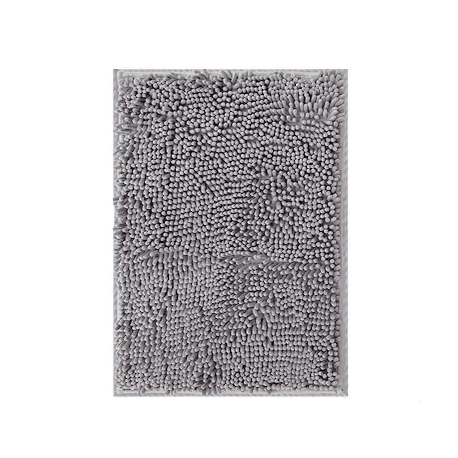 Bath Mat 2 PIECES Super Absorbent Microfiber NonSlip Plush Rug (Grey)