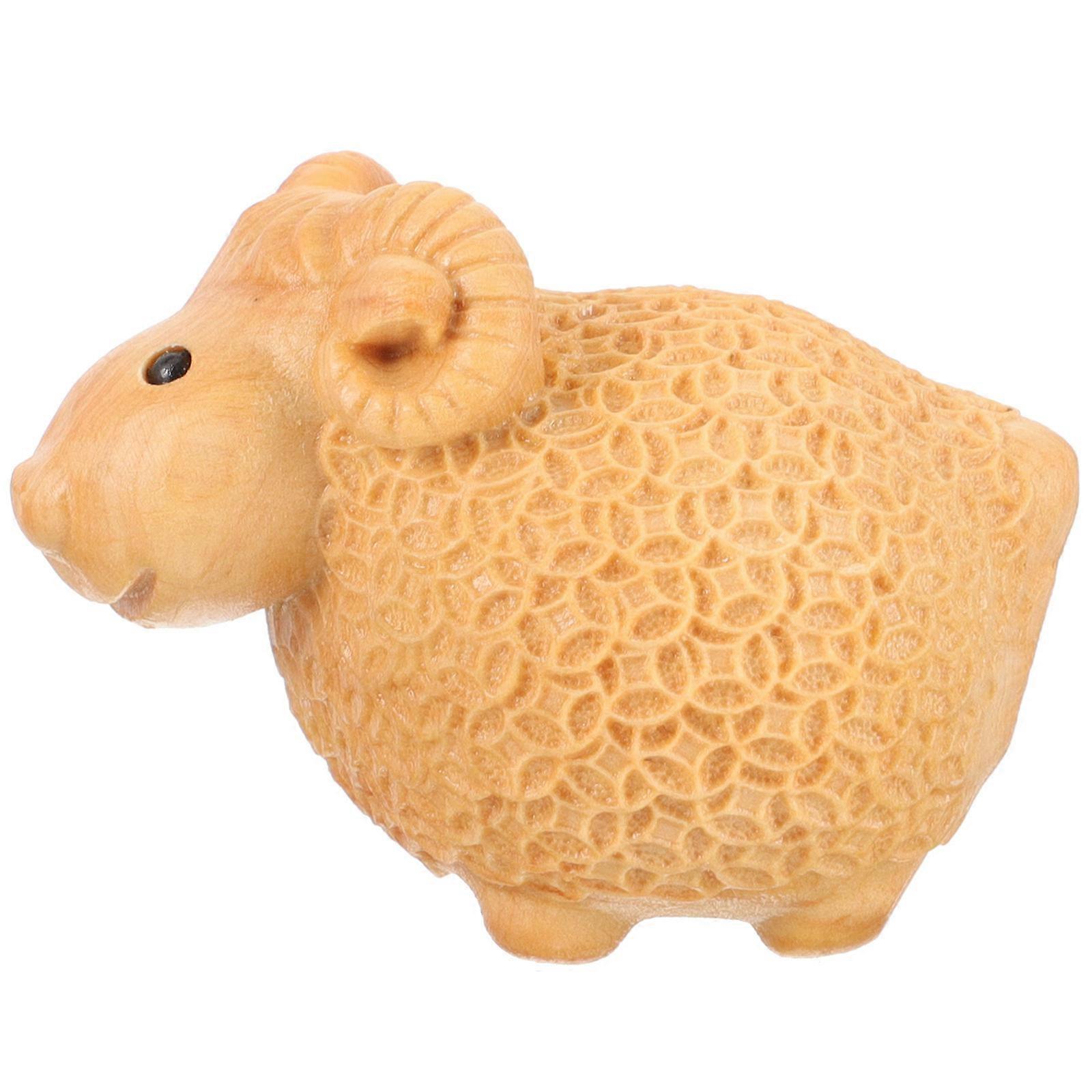 Khaki Plastic Sheep Statue for Decor Smooth Rounded Design Great Hand Feeling Practical Use