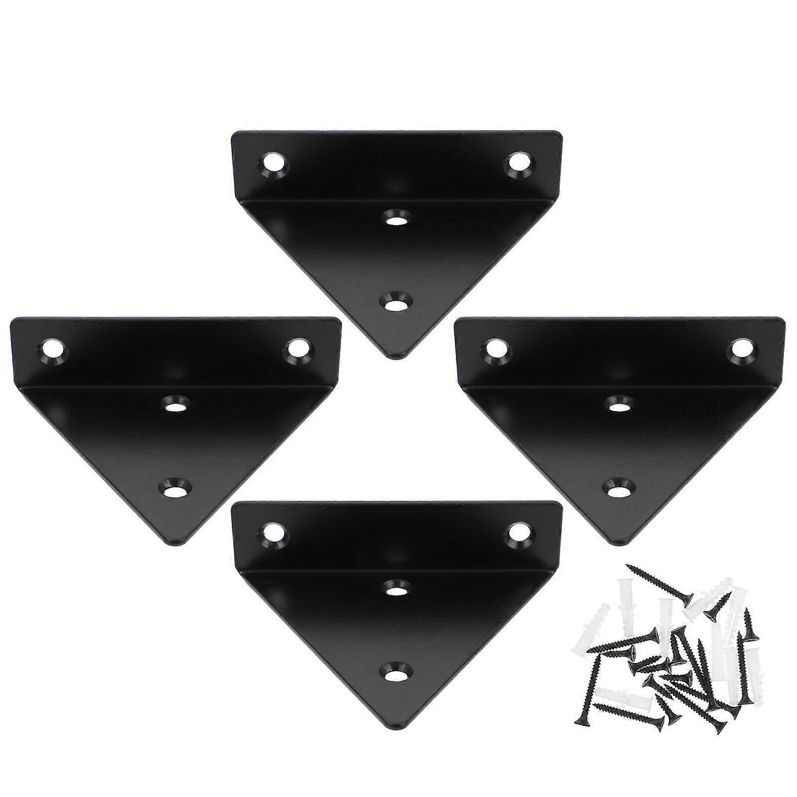 Decorative Black Shelf Brackets 4Pcs Wall Mounted For Home Use 9.8X8.5CM Durable Storage Functionality