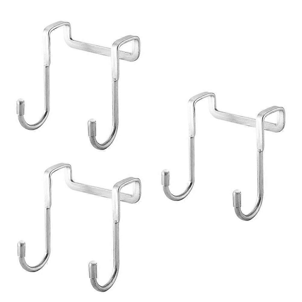 Stainless Steel Door Hooks 3pcs Set Non Punch Hanging Hooks for Clothes & Household Items, Easy Install Over Door Hangers with Minimalist Design