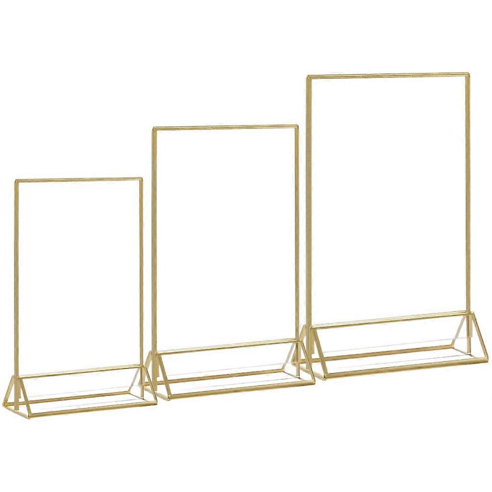 Metal Base Acrylic Display Holder for Table Menu and Signs Transparent and 3Pcs