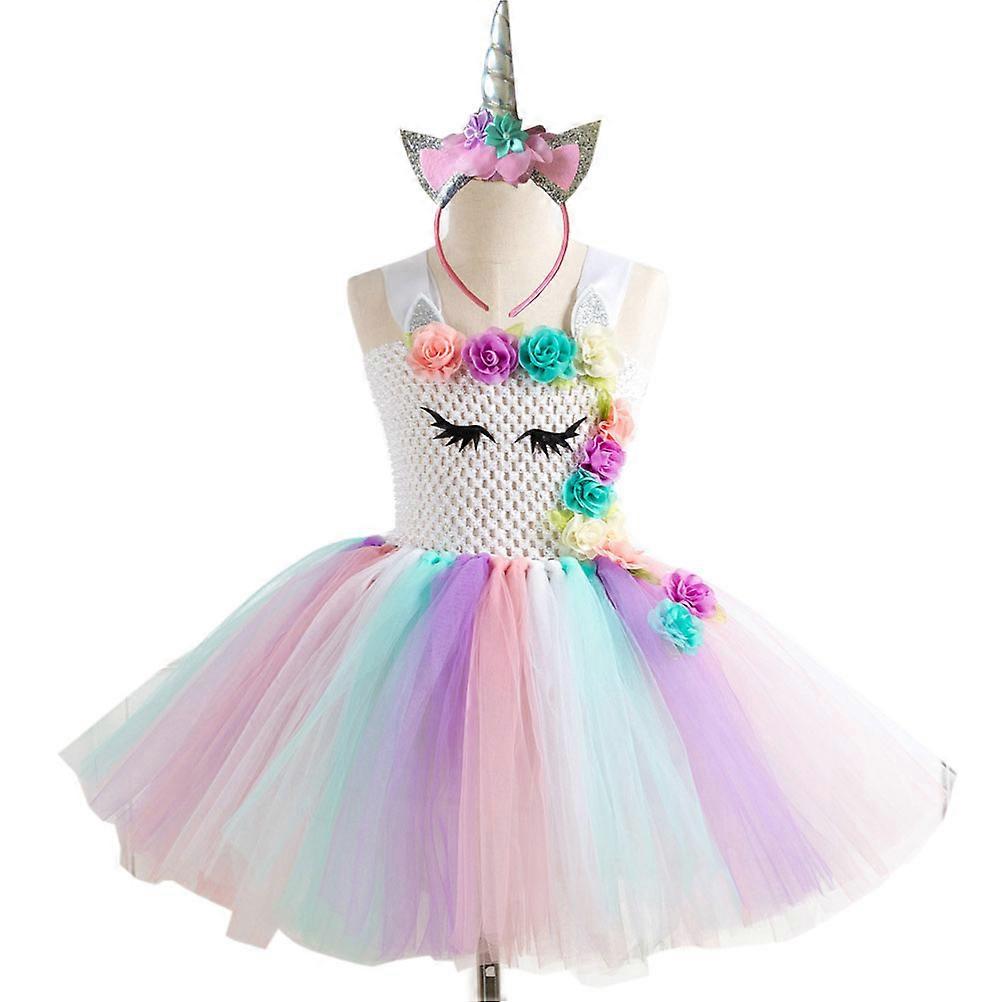 Birthday Outfit Unicorn Tutu Dress For Little Girls With Headband Designed For Parties And Events Showcasing A Multi Color Tutu 1 Set