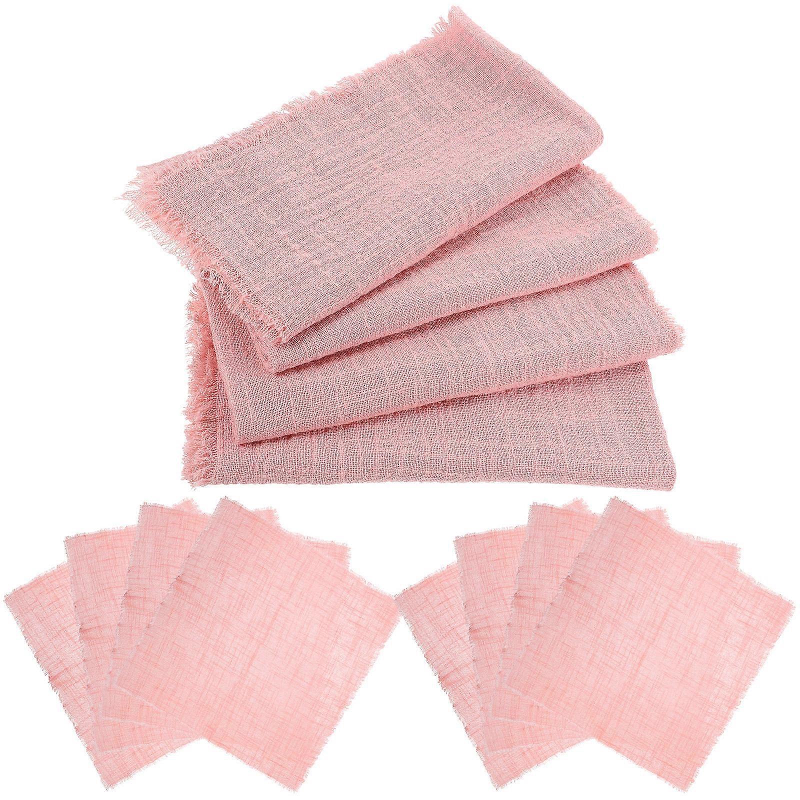 Multi-Use Napkins 12Pcs Cotton Linen Square Napkin Set For Dining Table Accessories In Pink Color