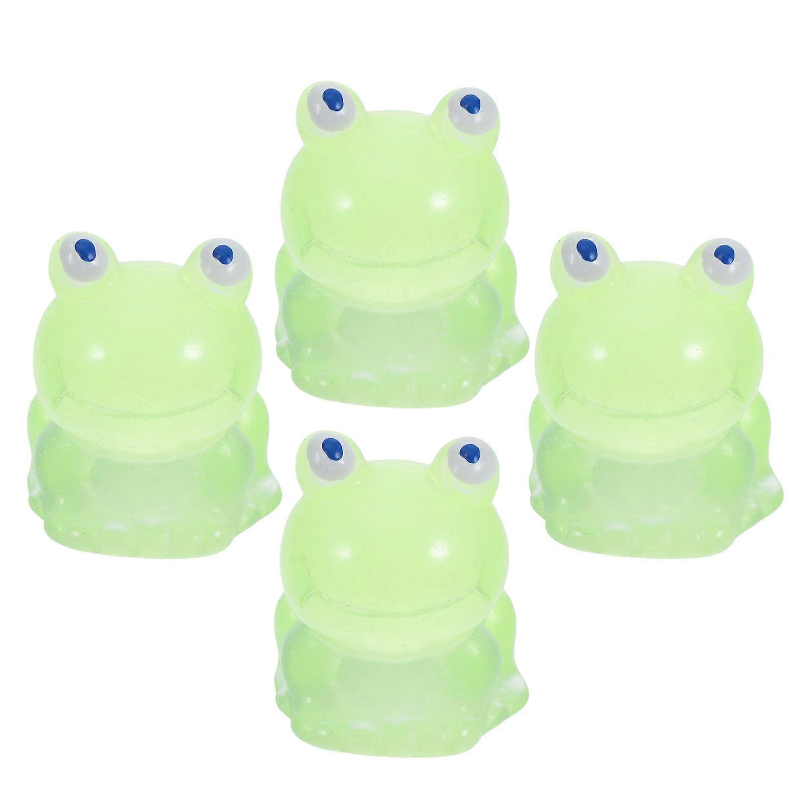 Light Green Resin Frog Figurines Adorable Tiny Frogs for Decoration 4 Pieces Mini Statues