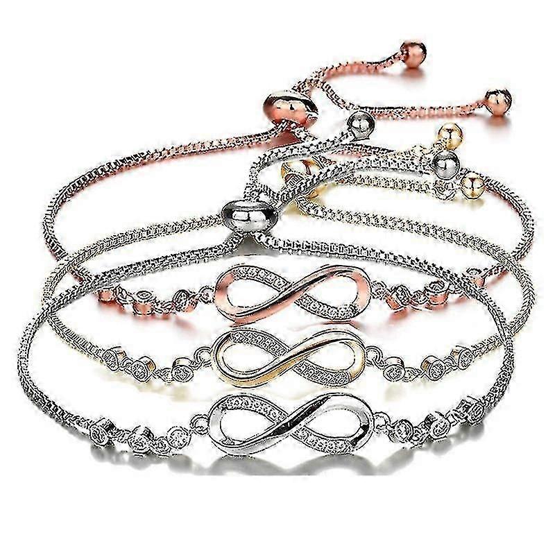 Double Heart 925 Sterling Silver Bracelet Cubic Zirconia Paved Adjustable Infinity Bracelets For Anniversary Gift