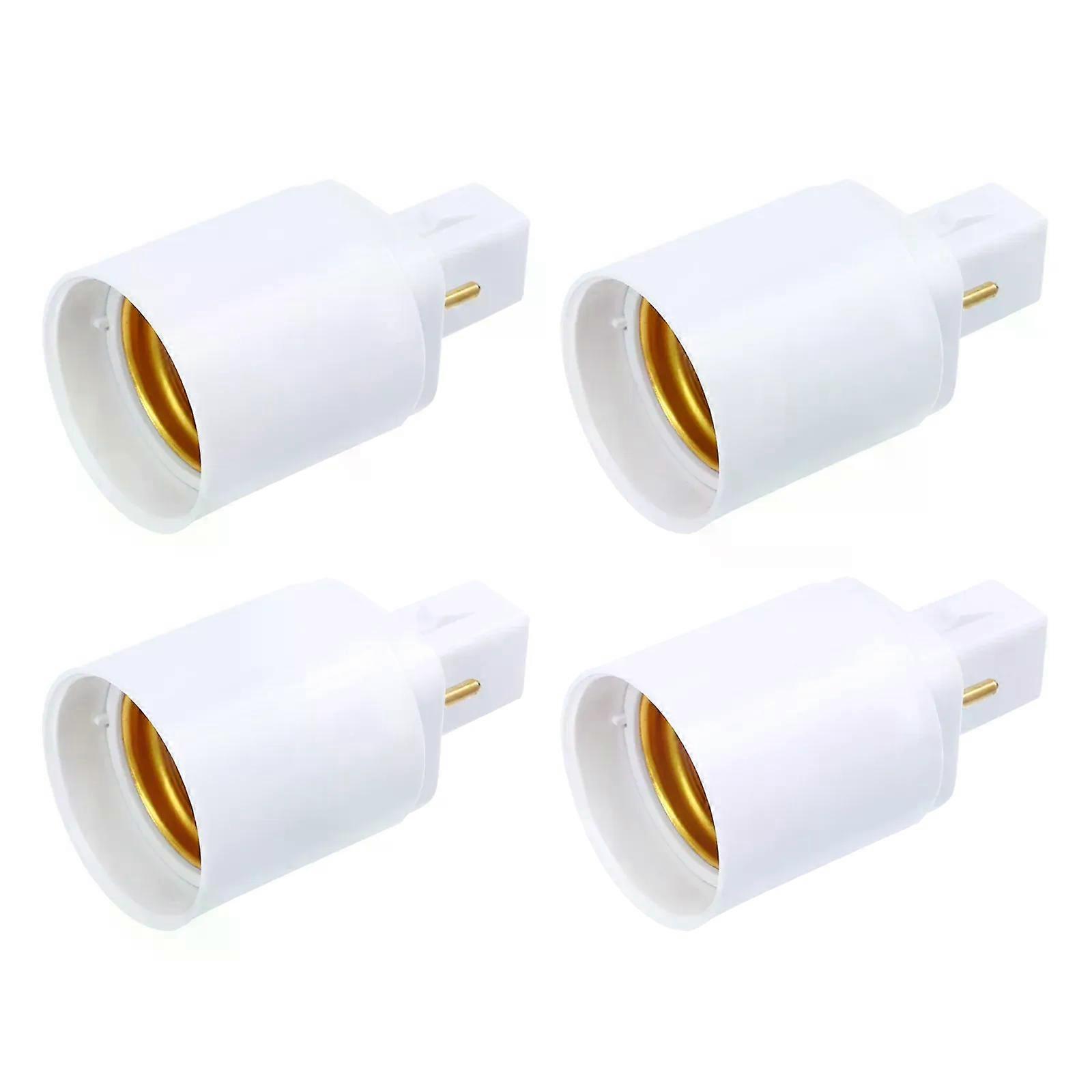 4 Pcs G24D To E27 Lamp Socket Adapter Conversion Bulb Holder Metal Base Sturdy Shell Durable Lightweight Easy Install Travel