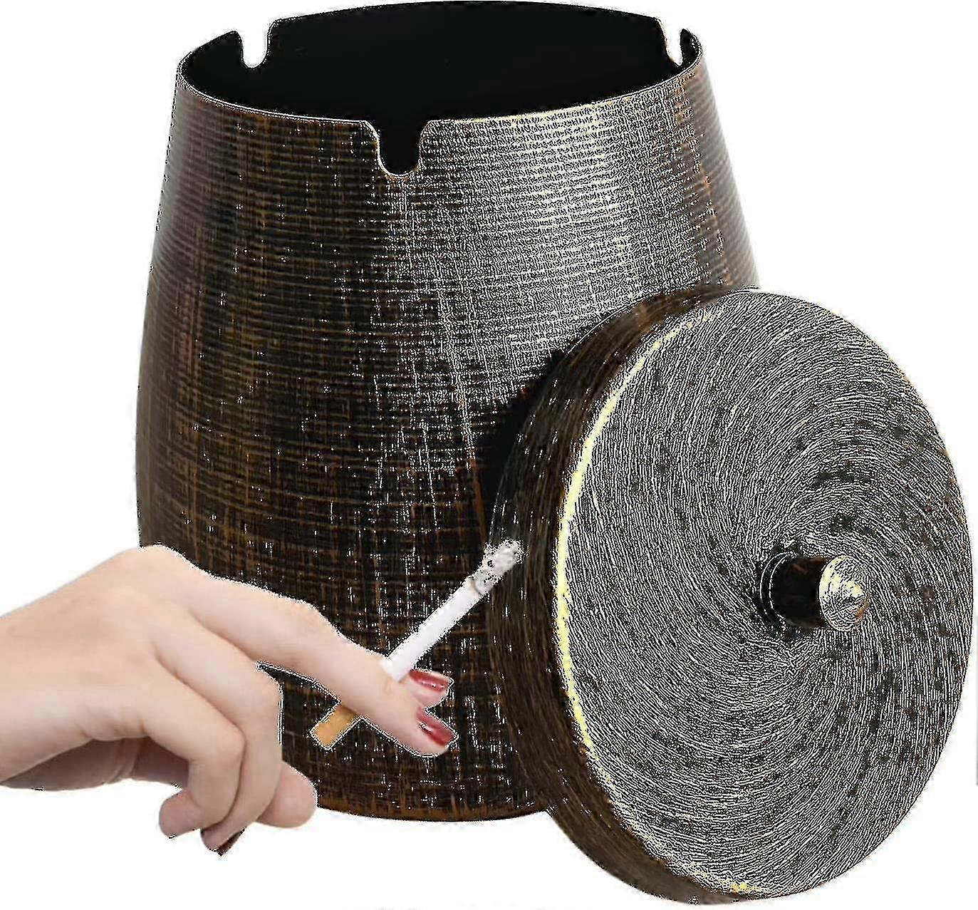 Large Windproof Ashtray with Lid for Outdoor & Home Use, Heavy Duty Smokeless Cigarette Ash Tray Set