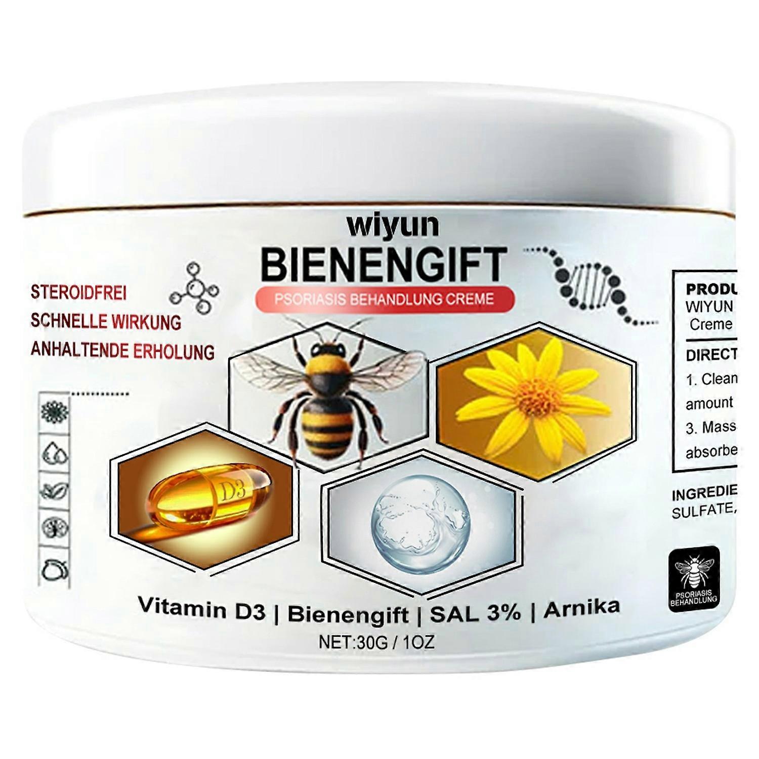 1-6x WIYUN 30g Bee Venom Psoriasis Dermatitis Cream Body Skin Moisturizing Care, WYA06-A008-30-WH1